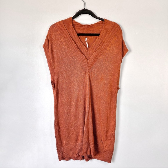 Free People Hannah Vest Oversize Slouchy Layer Tunic Top Burnt Orange NWOT Sz L - Picture 4 of 13